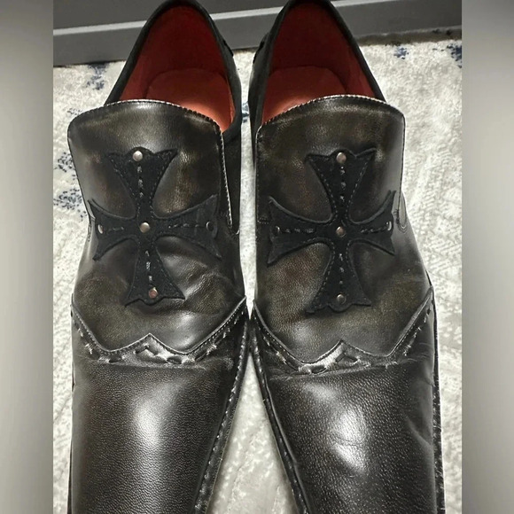 Robert Wayne "Armor" Brown Suede Cross design Leather Loafers. Mens Size 10 - Picture 11 of 16